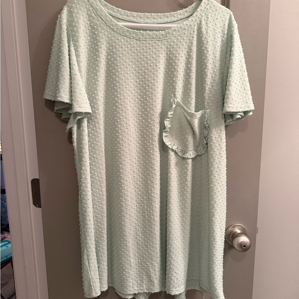 Chic Soul Green Flutter Sleeve Boxy Tee